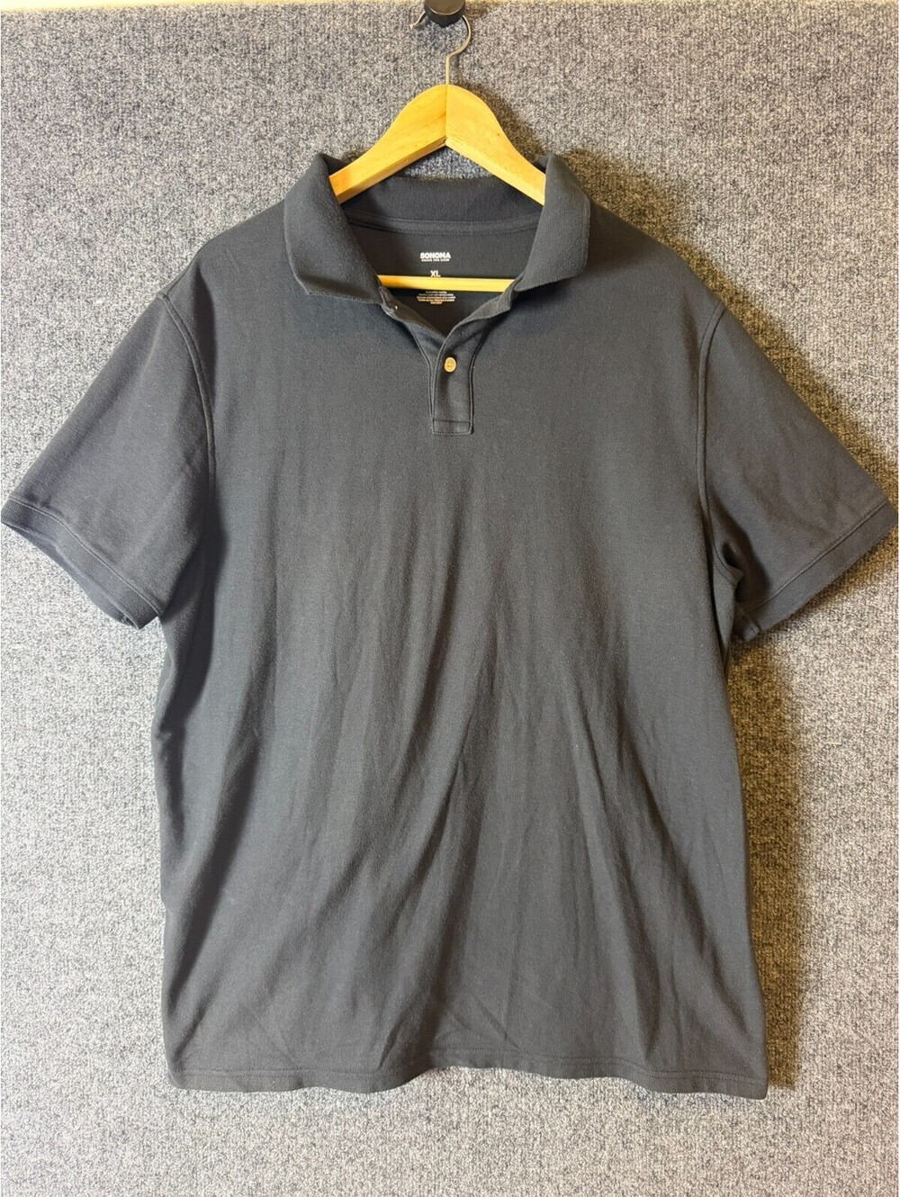Sonoma Goods For Life Polo Shirt Mens XL Black Short Sleeve Pique Solid Casual